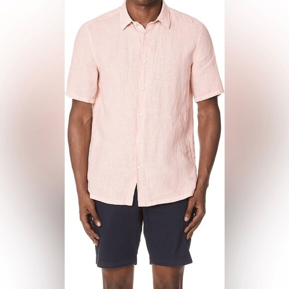 Theory Other - Theory Men’s | Linen Short Sleeve Button-Down Shirt Blush | Size XL